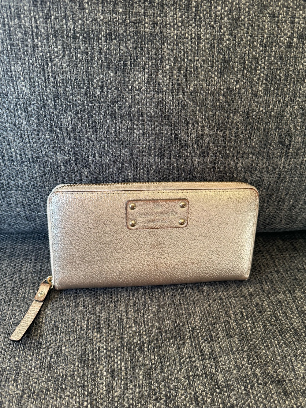 Kate Spade Metallic Rose Zip Around Wallet with Wristlet